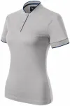 Damen-Poloshirt mit Bomberkragen, Silber grau