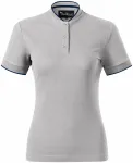 Damen-Poloshirt mit Bomberkragen, Silber grau