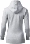 Damen Sweatshirt mit Kapuze ohne Reißverschluss, hellgrauer Marmor
