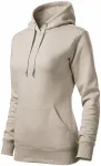 Damen Sweatshirt mit Kapuze ohne Reißverschluss, eisgrau