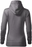 Damen Sweatshirt mit Kapuze ohne Reißverschluss, stahlgrau