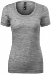 Damen T-Shirt aus Merinowolle, dunkelgrauer Marmor