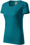 Damen-T-Shirt aus strukturierter Bio-Baumwolle, petrol blue