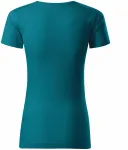 Damen-T-Shirt aus strukturierter Bio-Baumwolle, petrol blue
