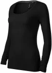 Damen T-Shirt mit langen Ärmeln und tiefem Ausschnitt, schwarz