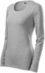 Eng anliegendes Damen-T-Shirt mit langen Ärmeln, dunkelgrauer Marmor Eng anliegendes Damen-T-Shirt mit langen Ärmeln, dunkelgrauer Marmor