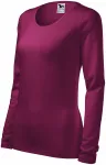 Eng anliegendes Damen-T-Shirt mit langen Ärmeln, fuchsie