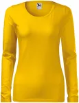 Eng anliegendes Damen-T-Shirt mit langen Ärmeln, gelb