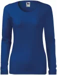 Eng anliegendes Damen-T-Shirt mit langen Ärmeln, königsblau
