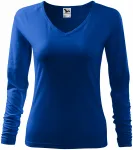 Eng anliegendes T-Shirt für Damen, V-Ausschnitt, königsblau
