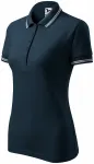 Kontrast-Poloshirt für Damen, dunkelblau