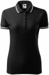 Kontrast-Poloshirt für Damen, schwarz
