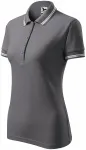 Kontrast-Poloshirt für Damen, stahlgrau Kontrast-Poloshirt für Damen, stahlgrau