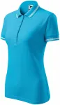 Kontrast-Poloshirt für Damen, türkis