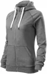 Kontrastfarbenes Damen-Sweatshirt mit Kapuze, dunkelgrauer Marmor