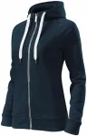 Kontrastfarbenes Damen-Sweatshirt mit Kapuze, dunkelblau