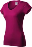 Slim Fit Damen T-Shirt mit V-Ausschnitt, fuchsie