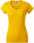 Slim Fit Damen T-Shirt mit V-Ausschnitt, gelb
