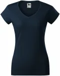 Slim Fit Damen T-Shirt mit V-Ausschnitt, dunkelblau