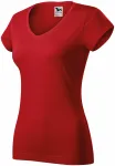 Slim Fit Damen T-Shirt mit V-Ausschnitt, rot